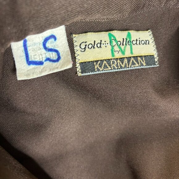Vintage Karman Western Pearl Snap Shirt Brown Embroidered Long Sleeve Medium - Picture 6 of 6